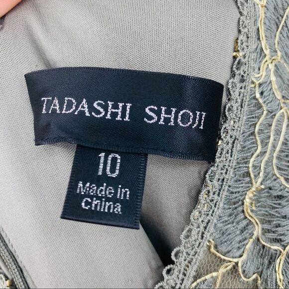 Tadashi Shoji Dress Metallic‎ Lace Sz 10 - Picture 6 of 9